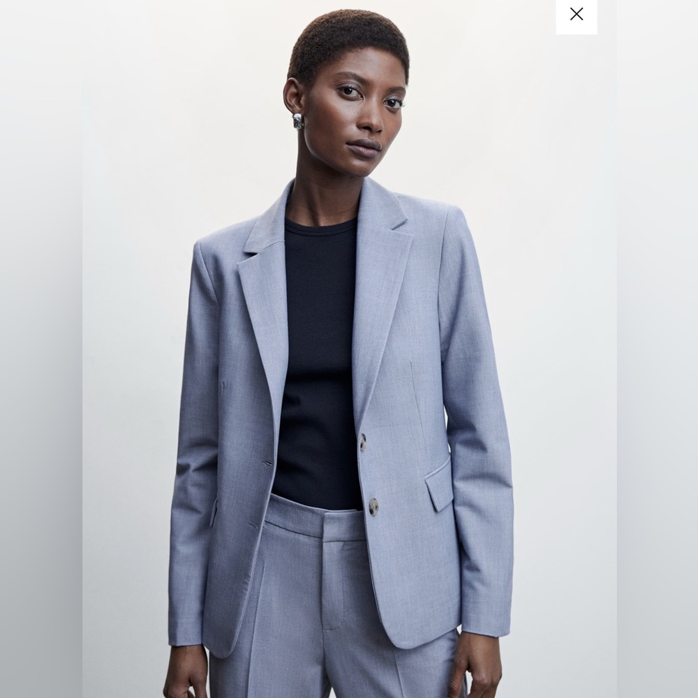 Mango peak label suit blazer sky blue